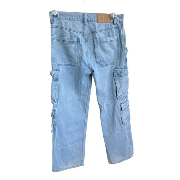 Pacsun 90s Baggy Cargo Jeans Y2K Mid Rise Light Wash 090223 Size 28 x 30 READ - Picture 2 of 9